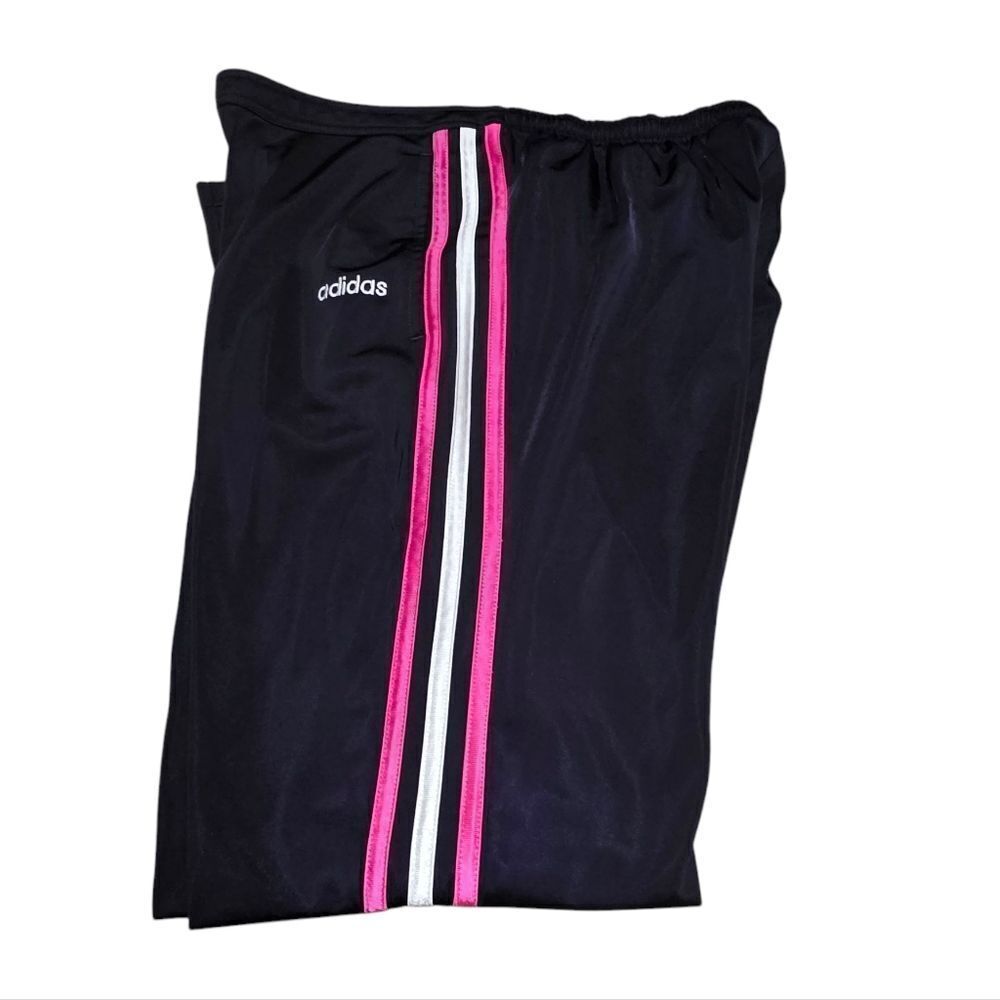 Vintage Adidas Dark Blue Pants with Pink and White Accents